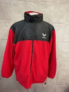 Avirex Jacket Mens Red Black Fleece Mixmedia Packable Hood Full Zipper Size 2XL - Picture 1 of 6