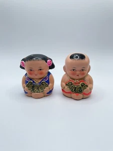 Wuxi Clay Figurines Doll Set of 2 Vintage Huishan - Picture 1 of 8