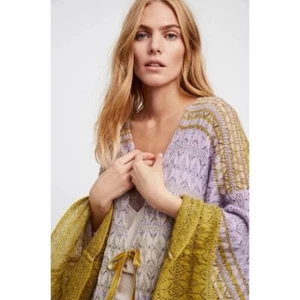 RARE Free People Boho Bell Sleeve & Side Slits Kimono Cardigan - Picture 1 of 21