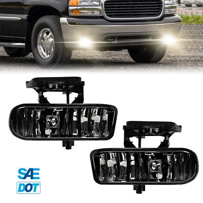 Smoked Fog Lights Lamps For 1999-2002 GMC Sierra 1500 2500 3500 2000-06 Yukon XL - Image 1 of 4