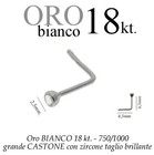 Piercing naso nose ORO 18kt. castone 2,5mm GRANDE ZIRCONE swarovsky GOLD 18kt.