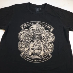 CAMISETA LUCKY 13 THIRTEEN TATTOO YOUR SOUL PIRATA CALAVERA ARTE Para Hombres M Negra - Imagen 1 de 3