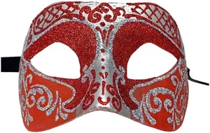 Settecento Brill Silver Red Venetian Italian Made Masquerade Womens Mask - Picture 1 of 2