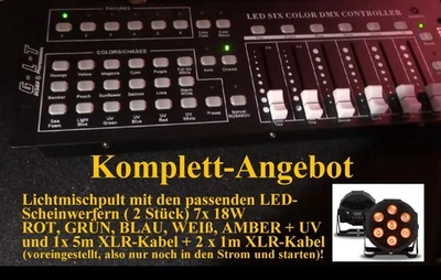 Lichtmixer LED-Control 306 (DMX 512) mit 2 Stück LED-Scheinwerfern+ Kabelsatz - Bild 1 von 4