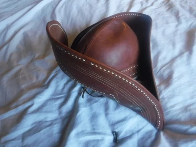 Sombrero de cuero de vaquero Sombrero de cuero brasileño Gaucho Ala de coñac Sombrero de vaquero occidental Foto 1 de 4