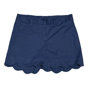 J McLaughlin Navy Petal Scallop 4.5” Hem Shorts Size 2 Coastal Summer Beach - Picture 1 of 6