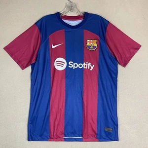 Nike Jersey Mens L Blue FC Barcelona Soccer GAVI Home Jersey 23/24 Short Sleeve - Picture 1 of 13
