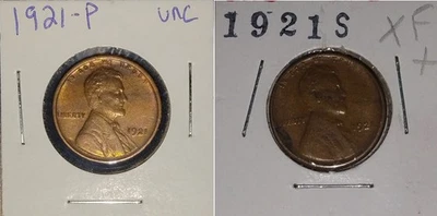 1921-P / 1921-S Lincoln Wheat Cent Penny Coin * Ex Fine - Uncirculated* - Image 1 of 4