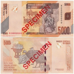 CONGO DEMOCRATIC REPUBLIC 5000 Francs 2013 P-102 SPECIMEN UNC - Picture 1 of 1