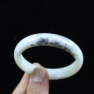 60mm Chinese 100% Nature New Green Black Xiuyu Jade Gems Bangle Bracelet j7589 - Picture 1 of 10