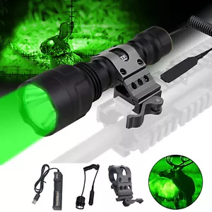 1000 Yards Green LED Predator Light Hunting Flashlight for Hog Coyote Varmint US - Picture 1 of 18