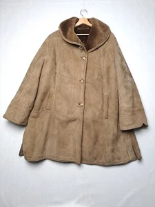 Cappotto Shearling Cleiren da Donna Vera Pelle Montone Vintage Taglia L Marrone - Foto 1 di 13