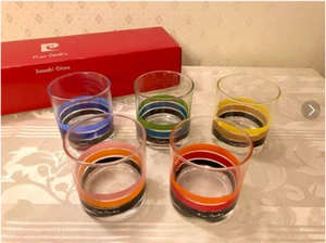 Sasaki Glass Pierre Cardin set of 5 Rocks Glass with box Vintage Japan Sasaki - Picture 1 of 12