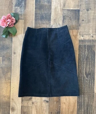 Elements by Vakko Mujer Talla 2 100% Cuero Negro Falda Lápiz Hermoso Diseño Foto 1 de 4