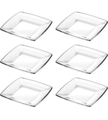 Libbey Tempo Clear Glass Square 8" Salad Dessert Plates - Set of 6 - Image 1 of 4