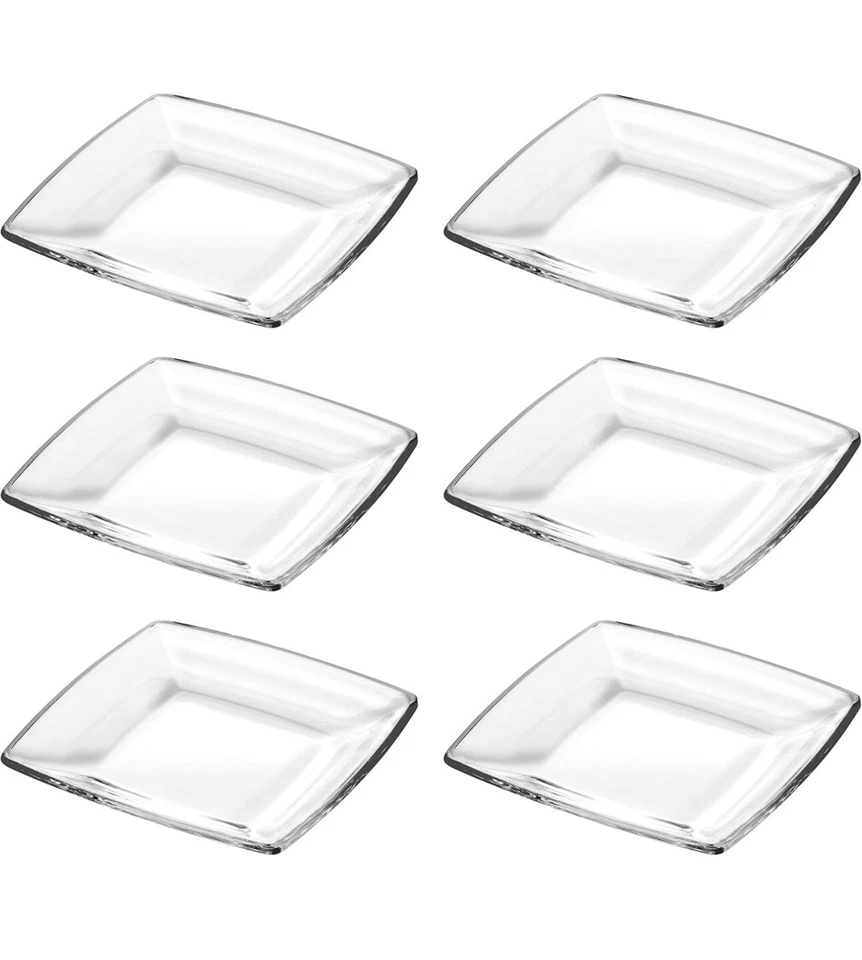 Libbey Tempo Clear Glass Square 8" Salad Dessert Plates - Set of 6 - Image 1 of 4