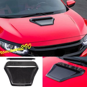 For Honda Civic 2016-20 Carbon Fiber Front Engine Hood Inlet Air Vent Cover Trim - Picture 1 of 10