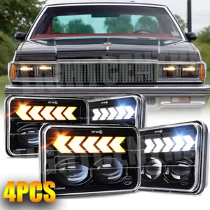 4PCS 4x6" LED Headlights w/DRL & Turn Signals For Chevrolet Caprice 1977-1986 - Picture 1 of 12