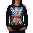 Wellcoda London England Art Womens Sweatshirt, UK Flag Casual Pullover Jumper