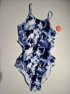NWT Children’s Place Size Large 10 12 Blue White Swim Suit - Picture 1 of 6