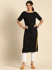 Women Straight Rayon Kurta Casual Stylish Kurti Traditional Calf length Dress - Picture 1 of 56