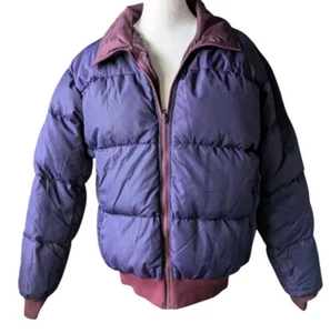 Vtg Columbia Down Puffer Jacket Women M Men Purple Maroon Reversible Ski 90s - Picture 1 of 20