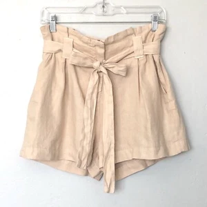 L'AGENCE Hillary Linen Self-Tie Paperbag Shorts in Light Sand Size 25 ($245) - Picture 1 of 10
