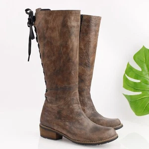 Wolky Womens Pardo Boot Size 38 7 Tall Artisan Brown Leather Lace Up Block Heel - Picture 1 of 17