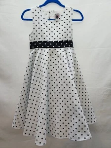 Good Lad of Philadelphia White with Black Polka Dot Lined Dress, Girls Size 6X - Picture 1 of 9