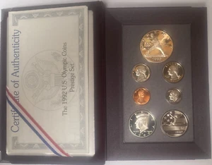 1992-S US Mint Prestige Proof Set Olympic Silver Dollar Box & COA 7 Coins - Picture 1 of 4