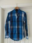 Connor Shirt Blue/White/Black/Grey Long Sleeve Checked 100% Cotton Men's Size Xs