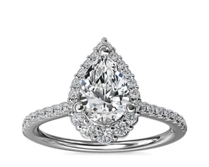 2.50 Ct Pear IGI Certified Lab Grown Diamond Wedding Rings 14K White Gold - Picture 1 of 9
