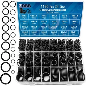24 Size Rubber O Ring Set,1120 Pcs Black Small O Rings Assortment Kits,Assorted - Picture 1 of 8