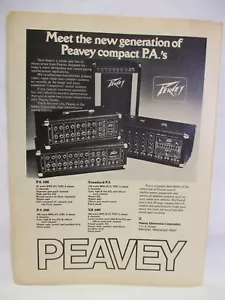 Peavey Compact P.A. Pubblicità PA 100, PA 200, XR 600, standard 1978 stampa d'epoca - Foto 1 di 1