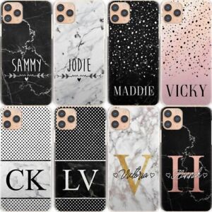 PERSONALISED INITIALS PHONE CASE;MARBLE HARD COVER FOR APPLE IPHONE 11 SE X 8 7