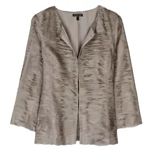 Eileen Fisher Ripple Bindu Silk Textured Natural Beige Jacket Large - Picture 1 of 8