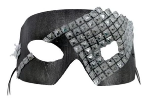 "Zane" Grey Silver Stud Steampunk Masquerade Prom Halloween Mask - Picture 1 of 3
