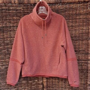 Nike Cappotto Donna Piccolo Rosa Pile Collo Cappuccio Felpa Teddy Sherpa Pullover - Foto 1 di 7