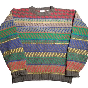 Vintage Esprit Sport Strick Pullover Geometrisch Bunt Papa 100% Wolle 80er Gr. M - Bild 1 von 11