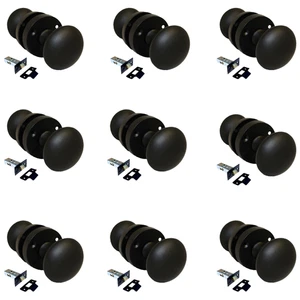 Matt Black Round Door Knob Set Including Tubular Latch Modern Victorian Style x9 - Picture 1 of 17
