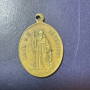 Early 1900’s St. Benedict Shield Bronze Holy Catholic Patron Exorcism Protection - Picture 1 of 2
