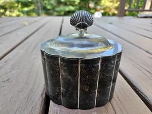 Vintage Godinger Silver Plated Shell Motif Velvet Lined Trinket Jewelry Box - Picture 1 of 16