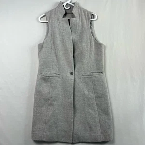 White House Black Market Womens 12 Long Blazer Vest One Button Grey - Picture 1 of 18