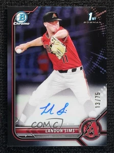2022 Bowman Draft Chrome Pick Black Refractor /75 Landon Sims #CDA-LSS Auto - Picture 1 of 3