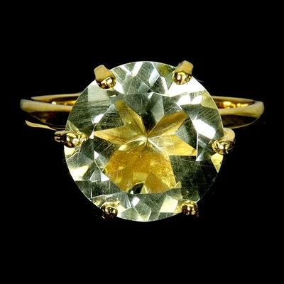 925 Sterling Silver Ring Round Green Amethyst 12mm Gemstone Jewelry Size 8 - Image 1 of 4