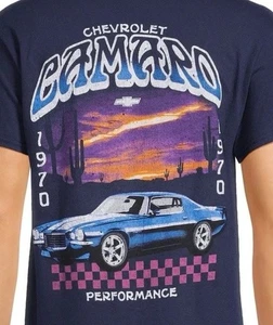 Camiseta Chevrolet Camaro 1970 Performance Gráfica Azul Marino Camiseta Oficial GM - Imagen 1 de 7