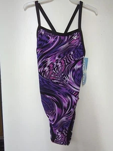 The Finals One Piece Open Back Swimsuit Purple Size-36M  NEW - Picture 1 of 4