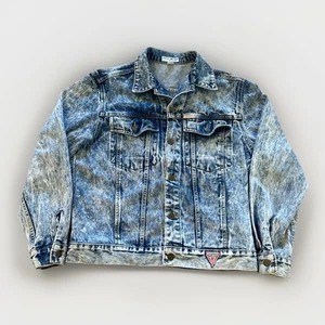 Vintage Guess Jean Jacket Mens S Acid Wash Denim 80s 90s Retro Trucker - Picture 1 of 9