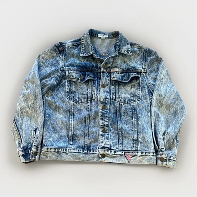 Vintage Guess Jean Jacket Mens S Acid Wash Denim 80s 90s Retro Trucker - Image 1 of 4