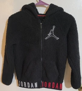 Air Jordan Jumpman Black Sherpa Jacket Full Zip Hoodie Boys Size Small - Picture 1 of 5